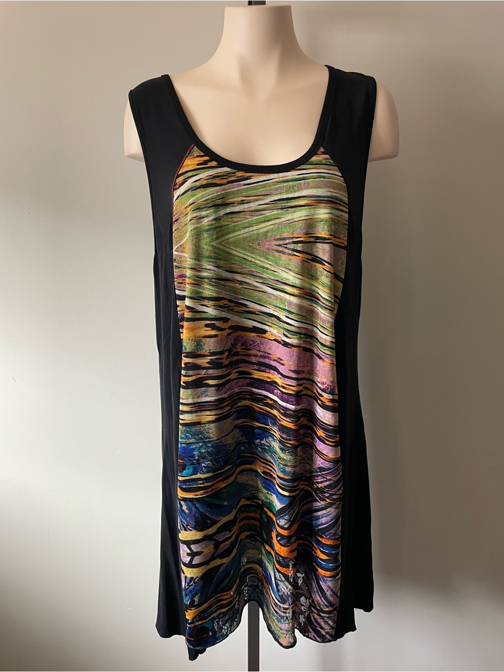 Papa Vancouver Abstract Graphic Print Dress Indie Sleeze Whimsigoth Size XL